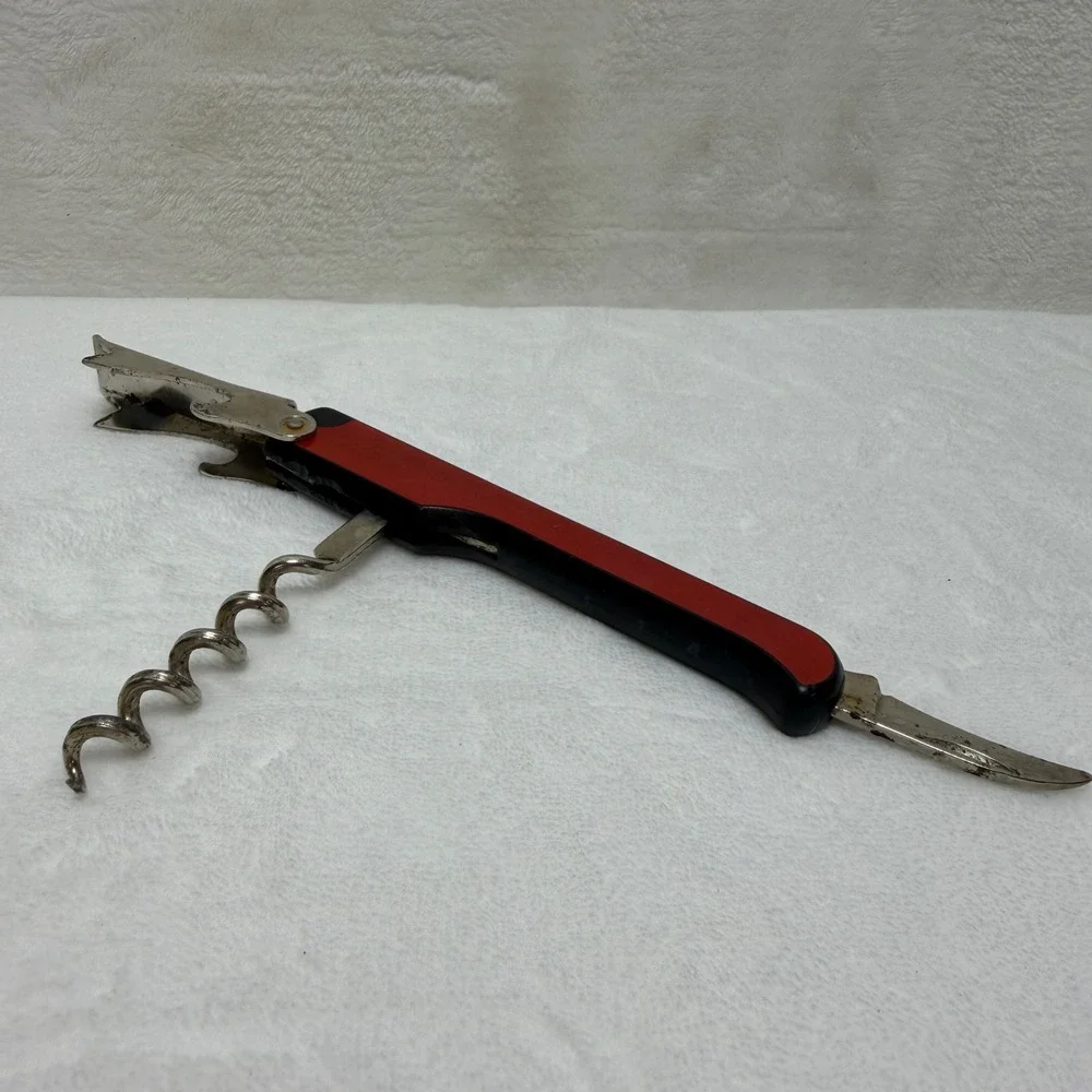 VTG Hoffritz Waiters Corkscrew Wine‎ Bottle Opener Red Multi Tool Made in Italy